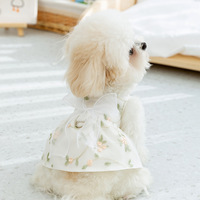 Gaun Putri Ganda Motif Bunga untuk Anjing dan Kucing, Berbahan Katun yang Nyaman dan Bernapas dengan Sabuk Renda untuk Musim Panas, Gaun Hewan Peliharaan yang Lucu untuk Anjing Kecil dan Sedang