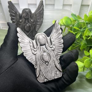 Hand Carved Golden Obsidian Angel <b>Crystal</b> Carvings Figurine <b>Animal</b> Theme Collectible Art Relief Carving - Product Image 3