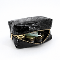 Pochette cosmétique de luxe en similicuir crocodile brillant, sans cruauté, écologique, avec fermeture éclair, organiseur de maquillage pour cadeau