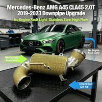 Collecteurs d'échappement isolés dorés SS304 sans voyant de panne de moteur pour Mercedes-Benz AMG A45 CLA45 2.0T 2019-2023 (tuyau de décharge)