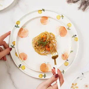 SolhuI vaisselle en céramique motif pêche impression Art vaisselle promotionnelle assiette de petit déjeuner coeur de fille de grande valeur