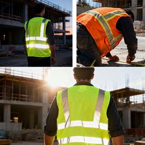 Veste de travail personnalisée en polyester haute visibilité à manches courtes avec logo et t-shirt - Product Image 3