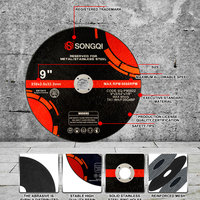 Disque de coupe métallique SONGQI 9 pouces 230*3*22.23mm, outils abrasifs T42, disques de coupe pour Inox