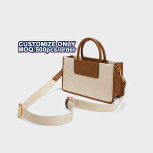 <span class=keywords><strong>Paparazzi</strong></span> PA0631-B à l'étranger usine Bolsa De Hombro longue sangle épaule toile bandoulière sac fourre-tout avec cuir - Product Image 6
