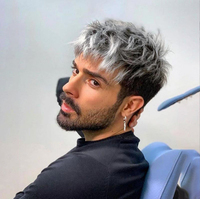 Perruque Courte Droite Style Européen pour Homme, Couleur Gris Blanc Mélangée, Texture Moelleuse, Résistante à la Chaleur, Fabriquée à la Machine, Réglable