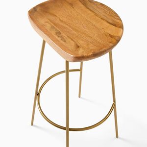 Taburete de bar moderno y versátil con asiento de madera Marco de patas de metal Diseño contemporáneo ligero para cenar Estilo de pub de moda - Product Image 5