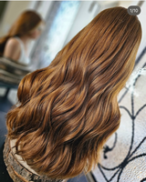 Perruque en cheveux humains de qualité supérieure, avec dessus en dentelle nouée à la main, 100% cheveux humains vierges bruts, nœuds simples, nœuds blanchis, couleur brun cuivré, pour femmes