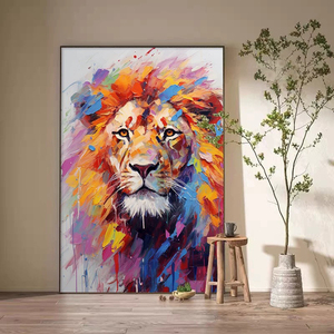 Mintura - Obra de Arte en Lienzo Acrílico Personalizada Hecha <span class=keywords><strong>a</strong></span> Mano, Póster de León de Arte Pop Animal Colorido, Decoración del Hogar, Decoración de Pared, Pintura Impermeable - Product Image 2