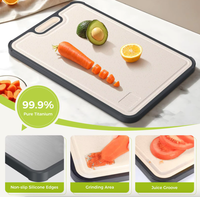 Planche à double face en titane pur DuraTitan, robuste, durable, antidérapante, avec rainures pour le jus, pliable, passe au lave-vaisselle, écologique
