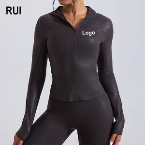 Chaqueta Deportiva RUIQUWIN para Mujer, Ajustada, Ecológica, Sin Costuras, Ligera, Transpirable, con Cremallera, Capucha y Manga Larga, Ideal para Yoga - Product Image 1