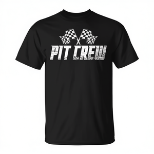 Camiseta Pit Crew Racing para adultos, unisex, diseño de banderas a cuadros negras - Product Image 2