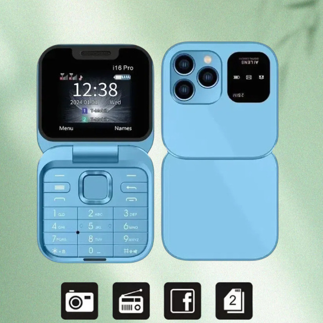 2026 Hot Selling I16 Pro Professional Dual SIM Dual Standby Telephone Flip Phone Foldable Small Mobile Device