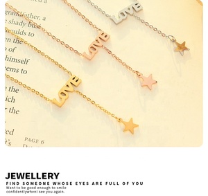 Produttore di gioielli all'ingrosso fai da te personalizzato CNC taglio Laser parola Love <span class=keywords><strong>Star</strong></span> Charms collana a catena placcata in oro - Product Image 5
