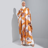Aschulman Fabricant musulman Eid Robe caftan en satin imprimée personnalisée pour femmes musulmanes et hijab