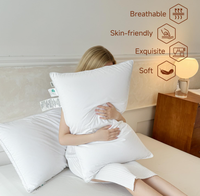 Coussins en duvet de canard blanc de luxe, super moelleux, taille standard, en coton, anti-duvet, avec garnissage en plumes et duvet de canard blanc.