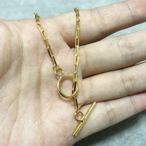 Collana con barra in argento puro 925 ins design di nicchia catene d'oro semplici collana con fibbia OT per girocollo con clavicola da donna - Product Image 6