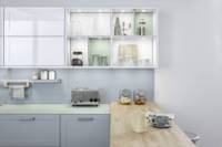 Lemari Dapur Modular Minimalis Modern dari Baja Anti Karat, Ramah Lingkungan, Tahan Api, untuk Vila dan Ruang Makan