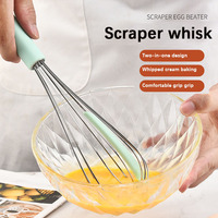 Outil de pâtisserie créatif et écologique, acier inoxydable + spatule en silicone, fouet à œufs, outil de mélange deux-en-un pour la cuisine à domicile