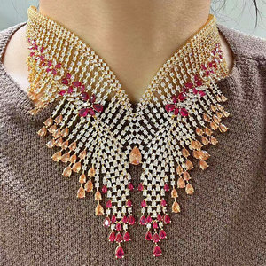 T398a công chúa sang trọng 4pcs Dubai đồ trang sức cô dâu đặt cho phụ nữ Wedding party Zircon 18K Brazil Vàng Nigeria lagos Jewelry Set - Product Image 3