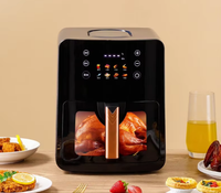 Friteuse à air moderne noire avec écran tactile, cuisson saine à faible teneur en huile, appareil de cuisine facile à nettoyer pour la maison