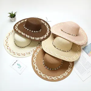 Высококачественные соломенные шляпы с большими широкими полями, оптовая продажа, персонализированный логотип, летняя пляжная шляпа, соломенная шляпа