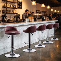 Sgabello da Bar Moderno e Semplice, Regolabile in Altezza, con Schienale Girevole, Personalizzabile, Struttura in Metallo - Uso Commerciale per Hotel, Sala da Pranzo, Soggiorno