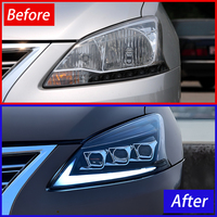 Ensemble de phares LED KGKB pour Nissan Sylphy Sentra B17 2012-2015, lentille de projecteur améliorée, clignotant séquentiel, Plug & Play