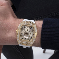 Nuevo Reloj de Lujo para Hombre Guess GW0048G3 2026, Esfera Cuadrada con Diamantes, Caja de Acero Inoxidable, Correa de Silicona, Reloj Deportivo de Cuarzo
