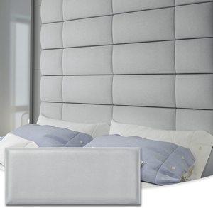 Tête <span class=keywords><strong>de</strong></span> <span class=keywords><strong>lit</strong></span> à peler et coller pour roi, pleine et reine panneaux muraux insonorisés panneau mural 3D rembourré gris rose - Product Image 4