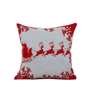 2023 עיצוב חדש ידידותי לסביבה ארוגה אדום ארוג כרית חג המולד כרית עם כיסוי נשלף - Product Image 3