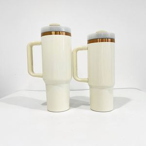 Gobelet de voyage personnalisé avec logo, en cuivre noir, crème, rose, pour gravure laser, avec poignée, 30 oz, 40 oz - Product Image 4