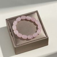 Bracelet de prière à anneau unique en cristal rose naturel Starlight, perle ronde en forme de baril