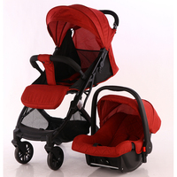 Poussette 3-en-1 pour bébé avec panier amovible, cadre en alliage d'aluminium, système de dossier inclinable multi-positions, pliage pratique pour
