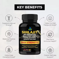 Ausreson Natural 1000mg Shilajit Gold Ashwagandha Supplément Naturel Bio Résine de Shilajit de l'Himalaya Capsules de Shilajit Pur