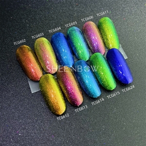Sheenbow kim loại mới Chrome Tắc Kè Hoa hiệu ứng sắc tố multichrome màu sắc mạnh mẽ thay đổi bột cho Nail Gel Polish - Product Image 3