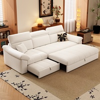Canapé-lit convertible 2-en-1, chaise longue pliante, structure en bois, revêtement en velours chenille, canapé multifonctionnel polyvalent pour
