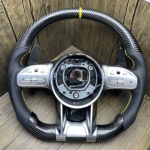 Volant YLD pour <span class=keywords><strong>Mercedes</strong></span> AMG Classe C C63 E63 E43 S63 W177 W204 W205 C205 W213 W217 W222, style libellule, laque piano - Product Image 3