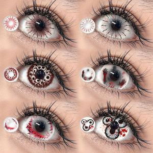 Lentilles de contact Eyeshare Cosplay Blood Vein Grey 14,5 mm, lentilles de couleur rouge sanglant pour <span class=keywords><strong>yeux</strong></span> de zombie, 2 pièces, pour Halloween - Product Image 2