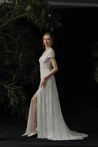 # <span class=keywords><strong>Abito</strong></span> <span class=keywords><strong>da</strong></span> <span class=keywords><strong>Sposa</strong></span> 982 con Ricamo in Pizzo e Perline, Vestito <span class=keywords><strong>da</strong></span> <span class=keywords><strong>Sposa</strong></span> con Maniche Corte e Decorazioni in Pizzo <span class=keywords><strong>per</strong></span> Donna - Product Image 3