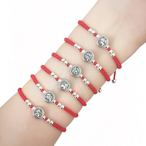 S925 Sterling Silver <b>Bracelet</b> Red <b>Rope</b> Braided Women's Handband Everyday Wear Weaving Style - Product Image 3