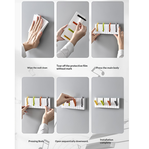 Wholesale Modern Plastic Piano <b>Key</b> <b>Hook</b> No-Drill <b>Wall</b> Mounted Organizer <b>for</b> Entryway Coat and Storage - Product Image 6