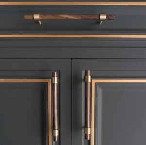 Walnut Simple Modern Solid Wood <strong>Pull</strong> Handle <strong>Light</strong> Luxury Retro Brass Cabinet Door &amp; Dresser Drawer <strong>Pull</strong> for Bedroom Kitchen Use - Product Image 1