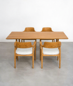 Ensemble de salle à manger moderne en bois, table rectangulaire et chaises, placage de chêne, meubles en MDF pour la maison, l'hôtel, le café - Product Image 6