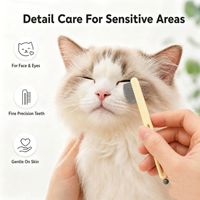 Peigne démêlant pour animaux de compagnie, pour taches de larmes, pour chats et chiens, en acier inoxydable, à dents fines, avec manche en plastique noir, peigne anti-puces pour menton, brosse de nettoyage, Fashion Home