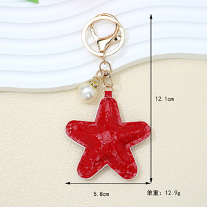 Estilo coreano dulce y fresco perla lentejuelas <span class=keywords><strong>estrella</strong></span> <span class=keywords><strong>de</strong></span> cinco puntas Ins pequeño nicho estilo bolsa colgante libro decoración llavero colgador - Product Image 2