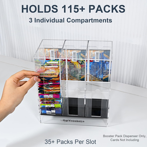 <span class=keywords><strong>Doseur</strong></span> de carte transparent organisateur de bureau Base noire conception de sécurité circulaire distributeur de paquet de rappel à 3 fentes pour TCG et carte de sport - Product Image 3