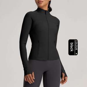 Chaqueta de Protección Solar para Mujer, Manga Larga, Cierre de Cremallera, Color Negro Sólido, Media Cremallera, Anti-UV, Corte Regular, Spandex, Poliéster, Adulto - Product Image 1