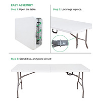 Mesas Plegables de HDPE para Exteriores, Mesa de Picnic Larga de 6 Pies, Mesa Plegable de Plástico para Jardín