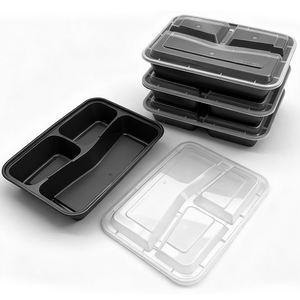 Hộp đựng thức ăn dã ngoại 42oz 3 ngăn có nắp, hộp đựng thức ăn dùng một lần có vách ngăn, hộp cơm trưa, hộp cơm trưa bento, hộp cơm trưa cho trẻ em - Product Image 1