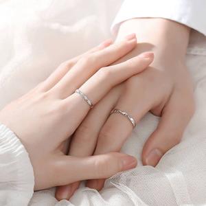 Anillos Regalo de compromiso Anillo de pareja eterna Incrustaciones geométricas Zircon S925 Plata de ley Ondas de agua Promesa Mobius Anillo ajustable - Product Image 3